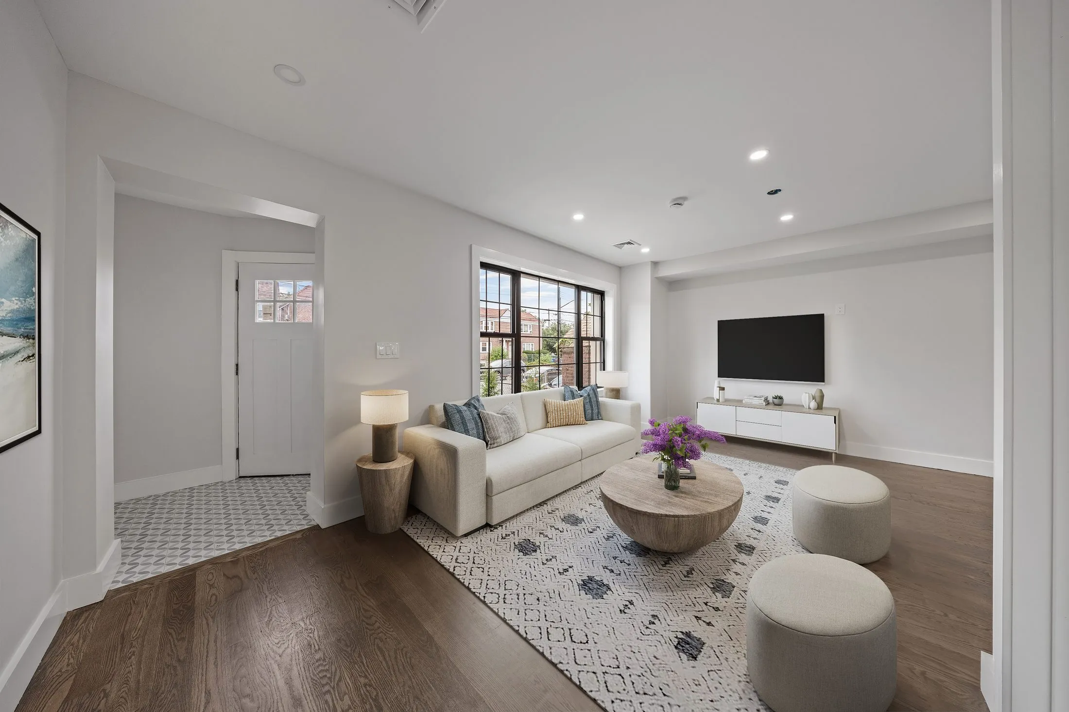A room shown empty, then virtually staged by Finlay Films