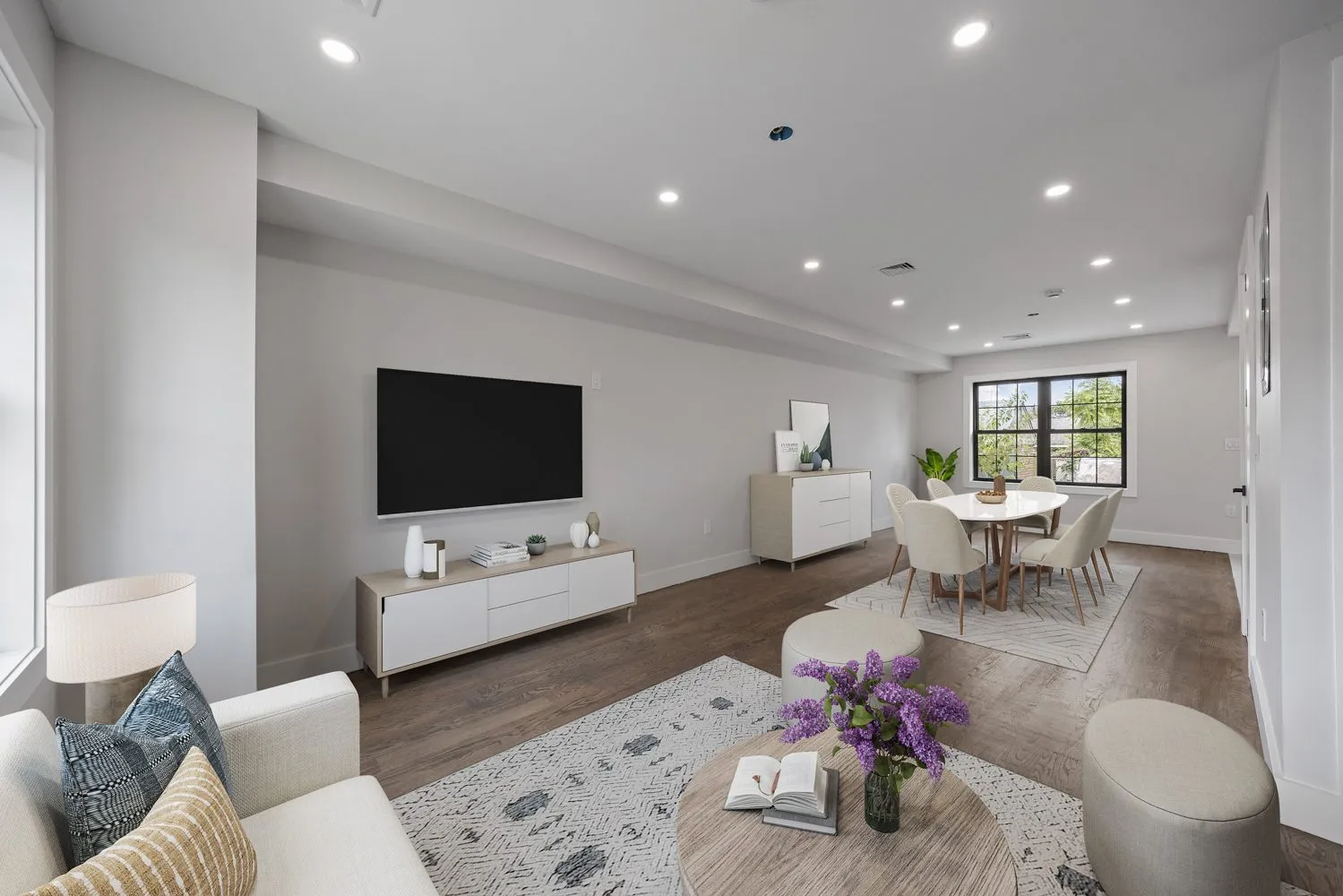 A room shown empty, then virtually staged by Finlay Films